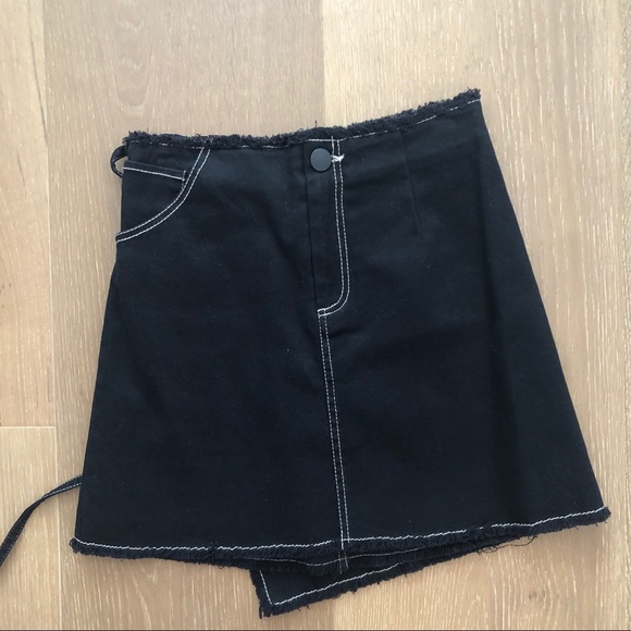 Revolve-Donna mizani black mini skirt (denim look) - Picture 4 of 6